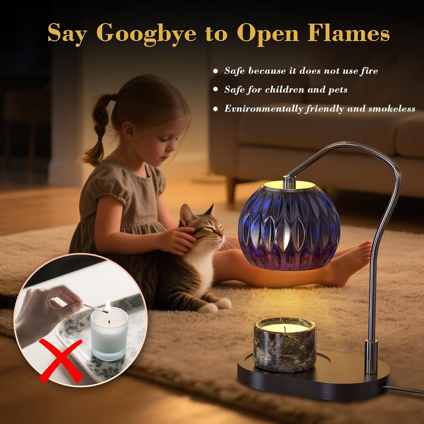 Modern Minimalist Wax Warmer for Jar Candles, Timer & Dimmer | Modern minimalist style. Timer & dimmer safe melt. 2 bulbs & heat-proof base. Perfect for living room, bedroom, or office.
