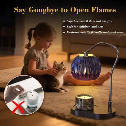 Modern Minimalist Wax Warmer for Jar Candles, Timer & Dimmer | Modern minimalist style. Timer & dimmer safe melt. 2 bulbs & heat-proof base. Perfect for living room, bedroom, or office.