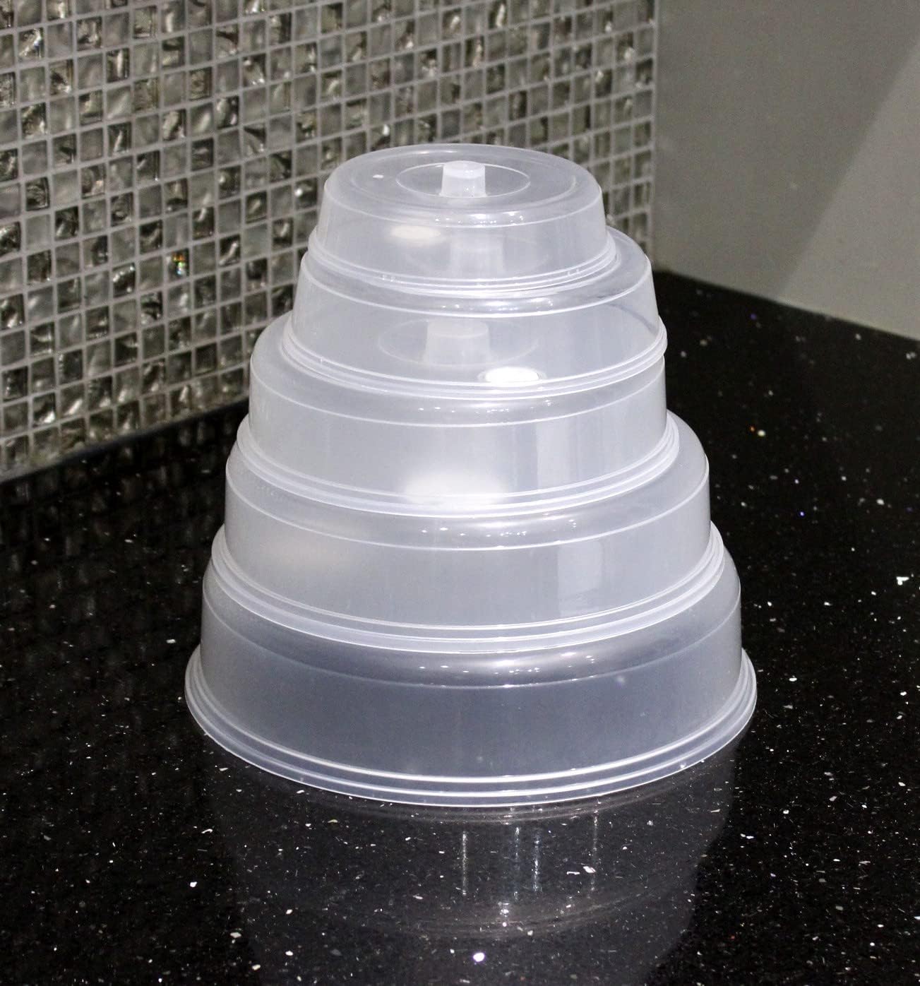 5 Piece Ventilated Microwave Covers Adjustable Steam Vents Assorted Sizes BPA Free Mixed Sizes For Large & Small Food Plates Bowls