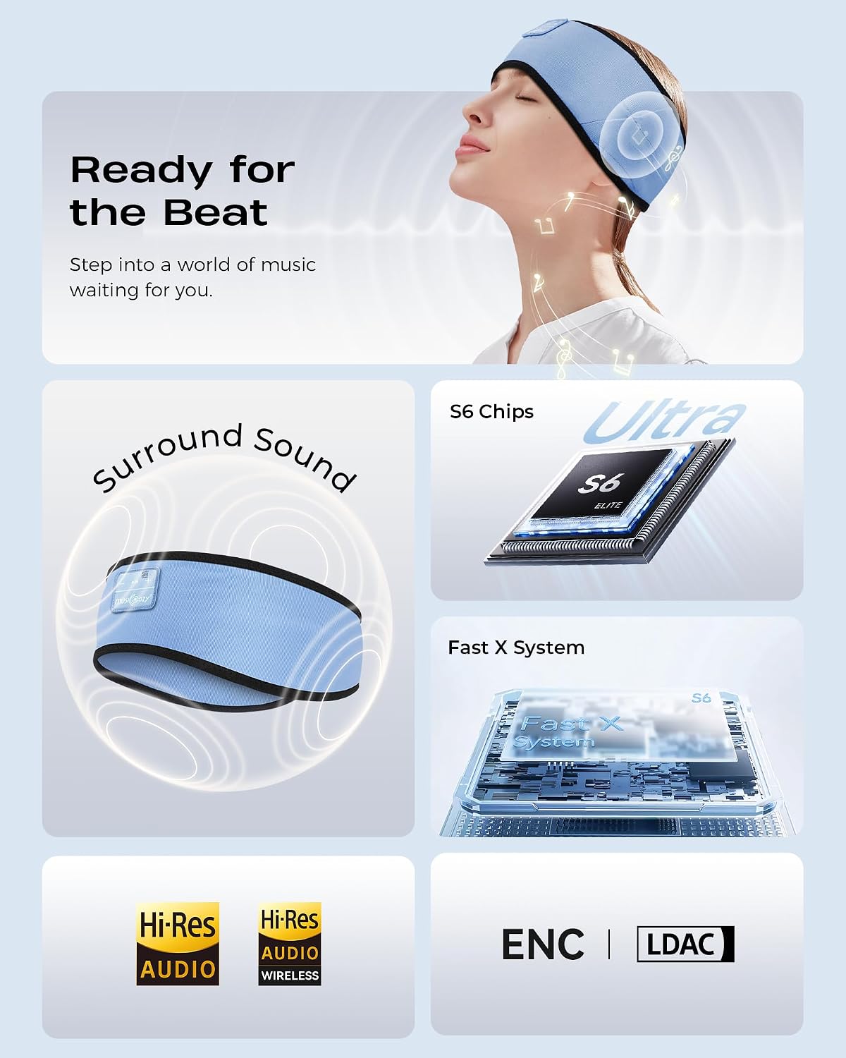 MUSICOZY Sleep Headband Headphone Soft Bluetooth Headphones for Sleeping