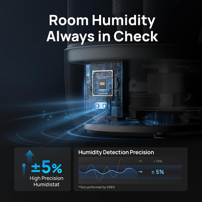 DREO 6L Smart Humidifiers for Bedroom, Large Room, 60H Runtime, Quiet 28dB | Top Fill Supersized Cool Mist Humidifier for Plants, Indoor, Home, Night Light, App/Touch/Voice Control, Black