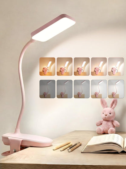 Clip on Light,45 Lighting Modes Rechargeable Desk Lamp with Clamp | 4000mAh Battery Operated Lamp,450 lm 48 LED Desk Light,Wireless & Cordless Reading Light for Bed/Bedside Table/Headboard/Dorm