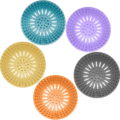 Gotega 5 Pack Sink Drain Strainer, Hair Catcher for Bathroom Tub Shower | Sink Hair Catcher Shower Drain Durable Silicone Hair Stopper Shower Drain Cover Hair Trap, Bathroom Sink Replacement