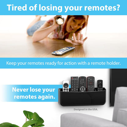 TotalMount Drop-Free Remote Holder – Removable Adhesive Strips – XL Black | Designed in the USA – Simply Put the Remotes In – No Tricky Magnet Alignment Needed (Holds 3 or 4 Remote Controls)