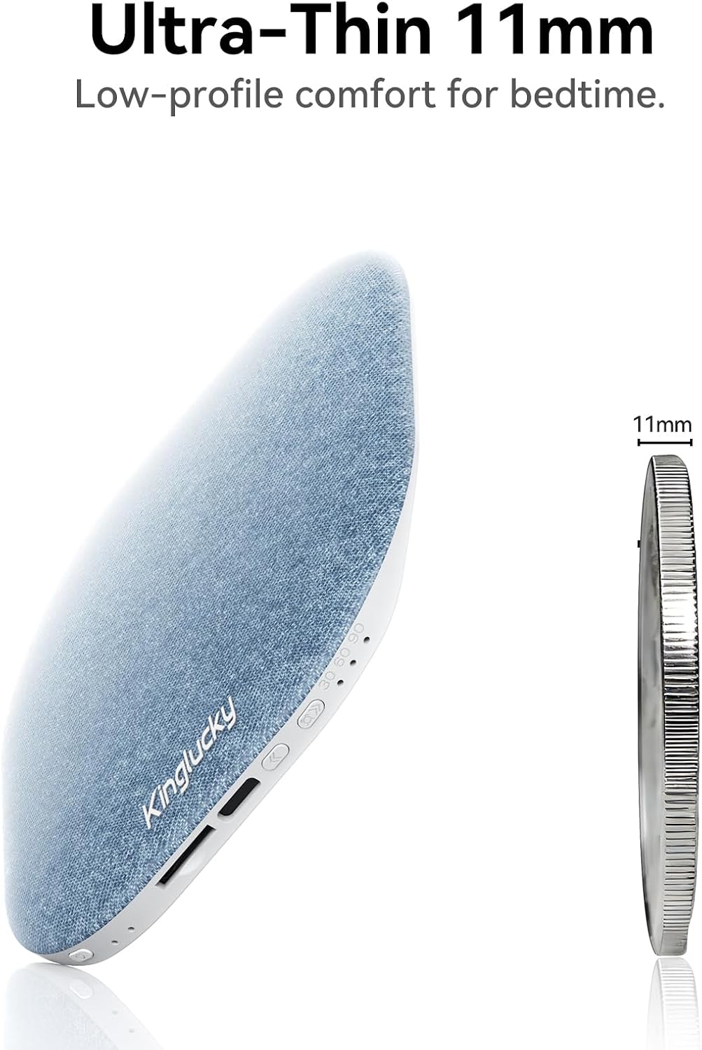 Kinglucky Upgrade F50 Under Pillow Speaker for Sleeping, Blue | Bluetooth 6.0, Built-in Sleep Sounds, TF/microSD Offline, Auto-Off Timer, Up to 10 Hours