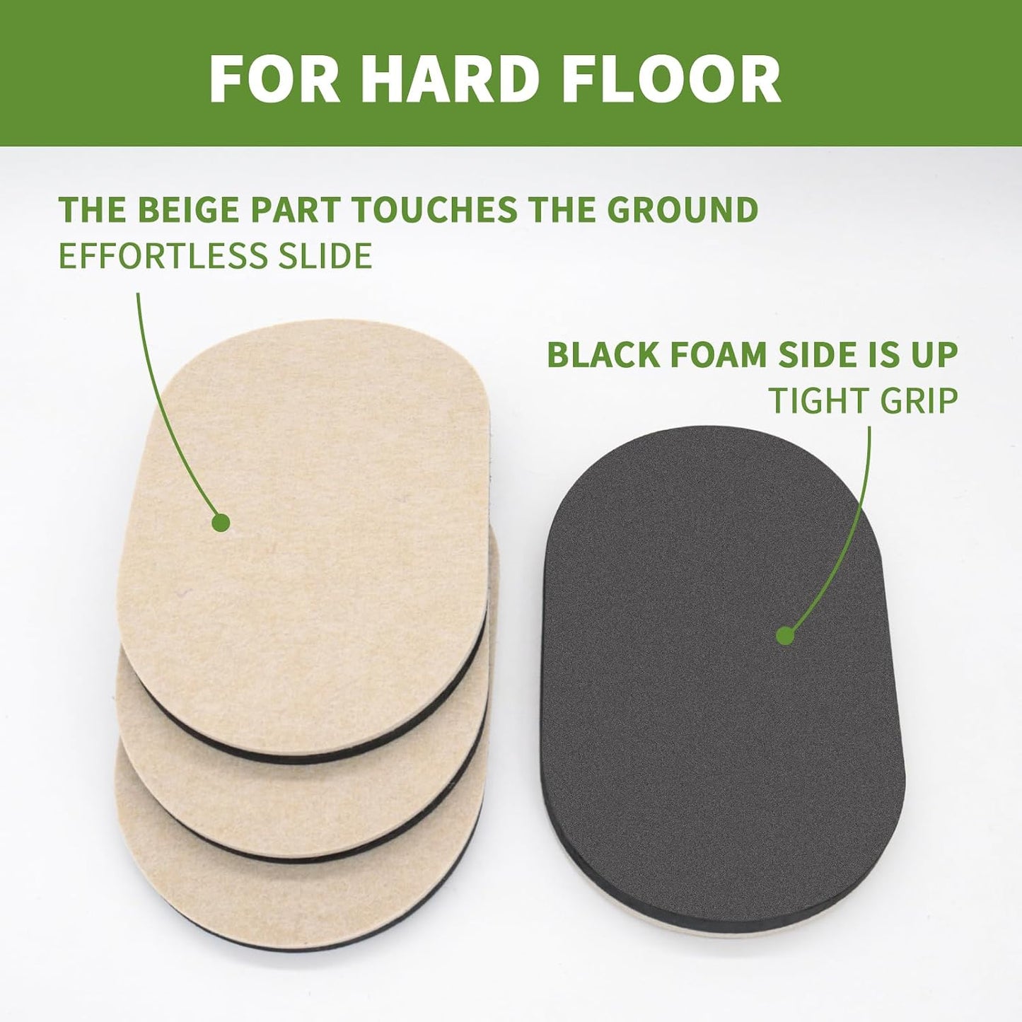 Felt Furniture Sliders for Hardwood Floors 8 PCS, 3 1/2" Beige | Felt Furniture Pads for Hardwood Floors, Furniture Moving Sliders, Heavy Duty Felt Movers Sliders, Chair Leg Floor Protectors