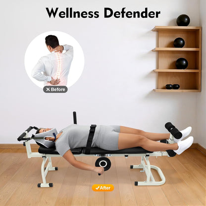 Decompression Table, Spinal Decompression Machine with Base & Safety Belt Decompression Back Stretcher Traction Table Adjustable Decompression & Stretch Table for Tension Relief