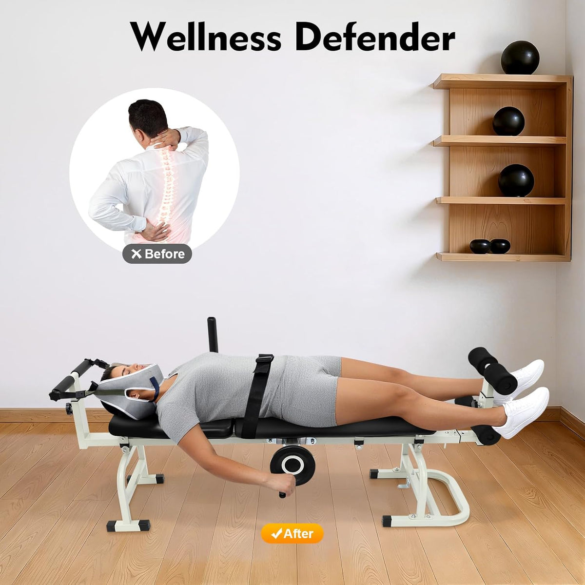 Multifunctional Body Stretcher, Spine Cervical Massage Traction Bed Folding Massage Bed Table Back Stretch Bench Body Stretching Device Bench Massage Traction Tables Cervical Traction Bed