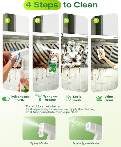 Kitchen Appliance Degreaser Cleaner, Foam Sprayer, 10.1 Fl Oz | Multifunctional Formula, Low-Irritation, Non-Corrosive, No Harsh Fumes, Fits Oven Air Fryer Microwave Stove Refrigerator