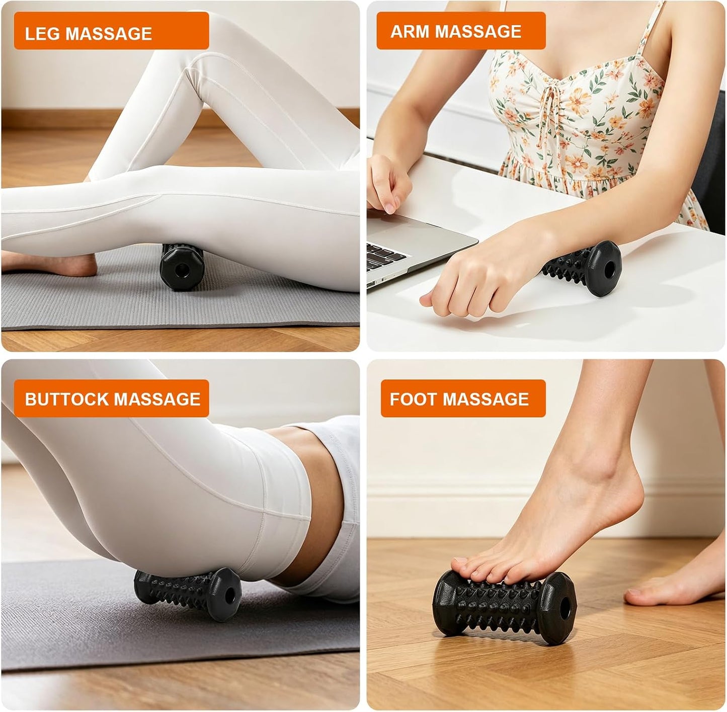 Foot Massager Roller for Plantar Fasciitis, Arch Heel Pain Relief | Portable reflexology Deep tissue massage tool for feet and calf, travel, home and office use