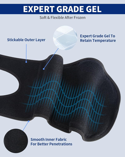 Gel Ice Pack Wrap with Straps for Knee,Elbow, Wrist, Neck, Ankle & Back,Reusable Ice Packs for Injuries, Inflammation & Recovery Hot Cold Therapy Short Style