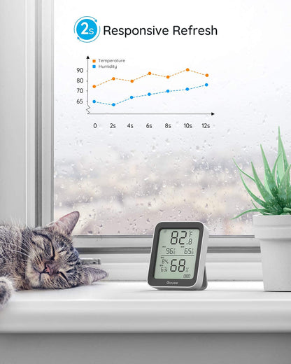 Govee Indoor Hygrometer Thermometer H5075 with Bluetooth App Control | Room Temperature Humidity Meter, 164ft Remote Monitor, Smart Alerts, 2 Years Data Storage Export, for Bedroom Wine Cellar