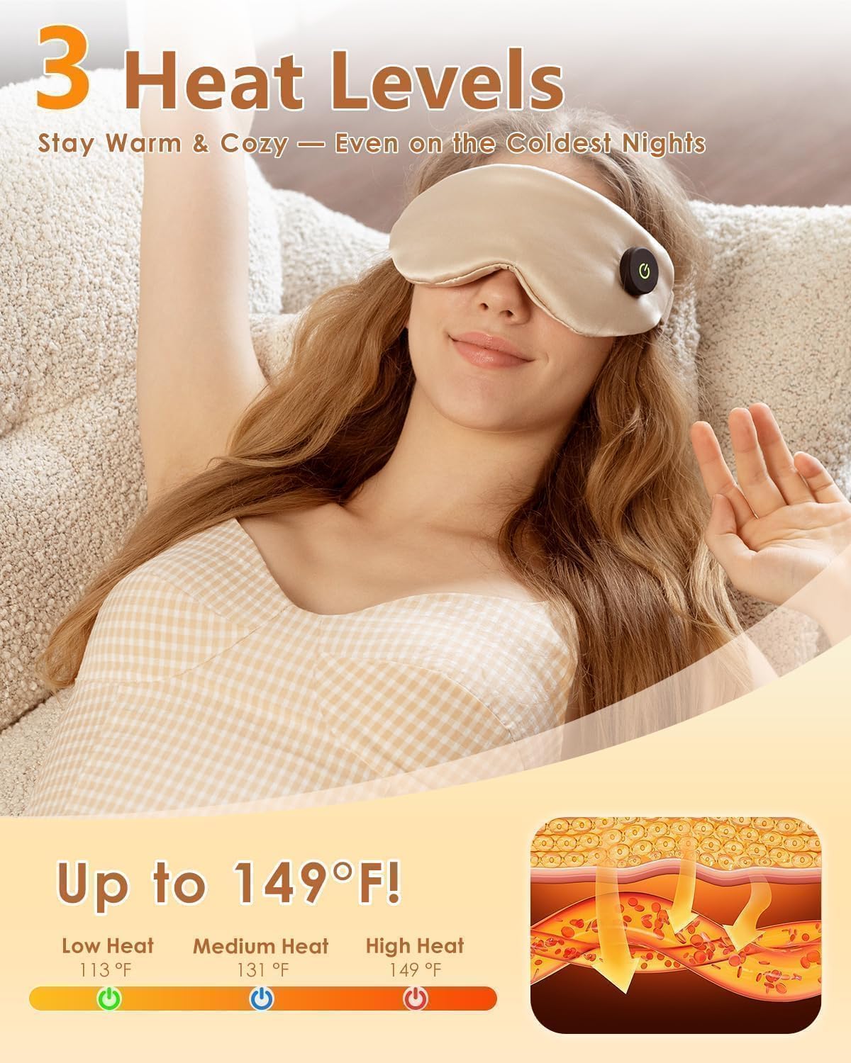 Heated Eye Mask for Dry Eyes, Cordless Sleep Mask with Warm Compress