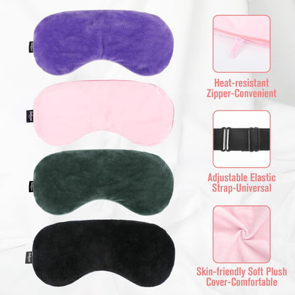 BeHoomi Heated Eye Mask, Weighted Sleep Mask for Eye Relaxation, Purple | Warm Compress for Eyes, Cooling Eye Mask for Sleeping, Reusable Hot and Cold Eye Masks for Home, Office, Gifts for Women