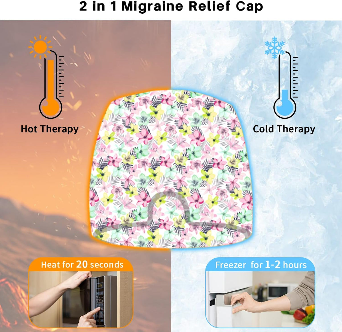 my novel things Migraine Relief Cap, Ice Headache Relief Mask Cold Cap Set