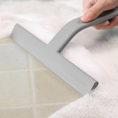 JustHang Shower Squeegee with Built-in Hook, 10-Inch Black | Award-Winning Design, All-One-Piece Soft-Touch Silicone, for Glass Door, Bathroom, Window, Mirror, Tile Wall, Car
