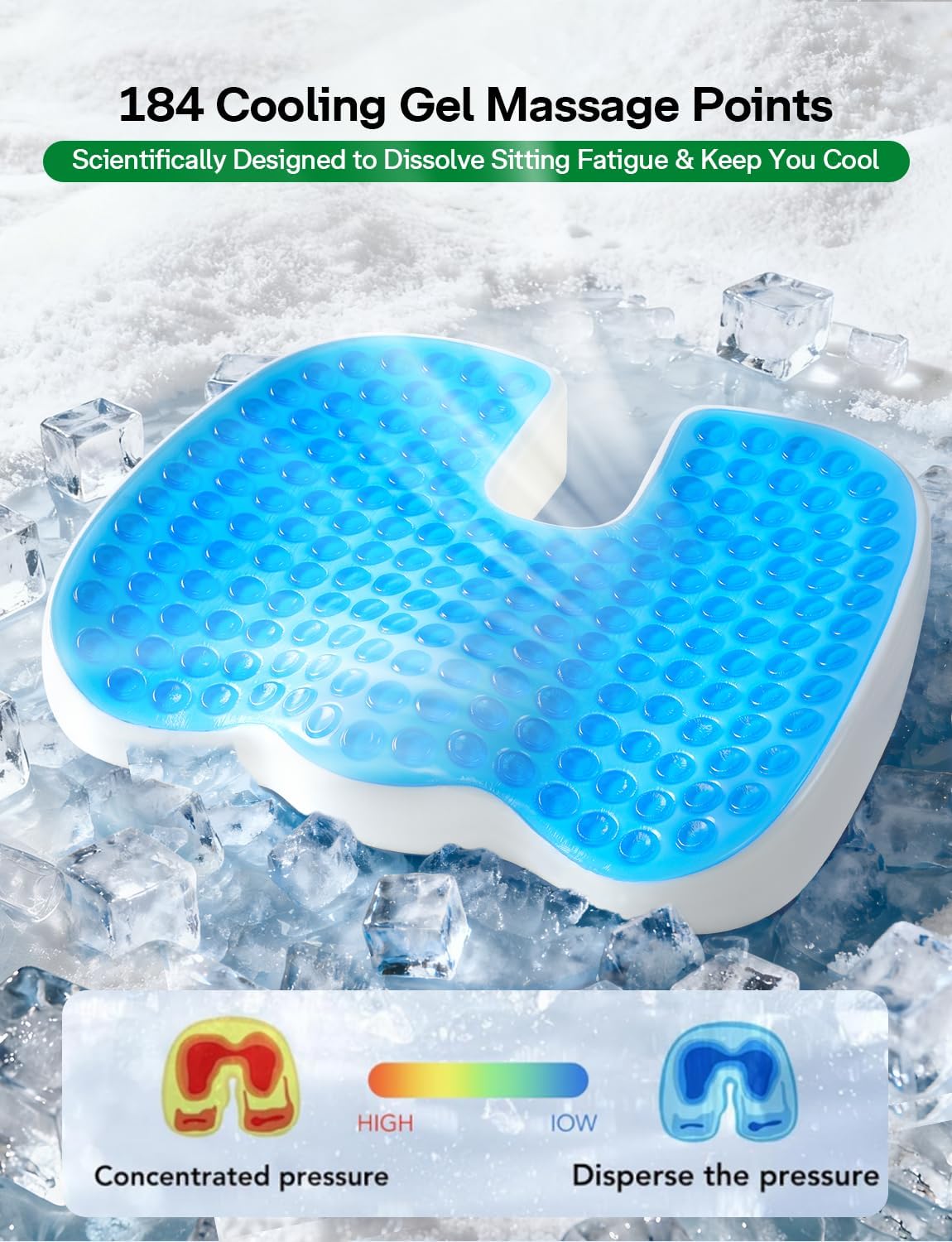 Medisana GC 150G Gel Seat Cushion for Tailbone Support, Grey 19×16×2.8"