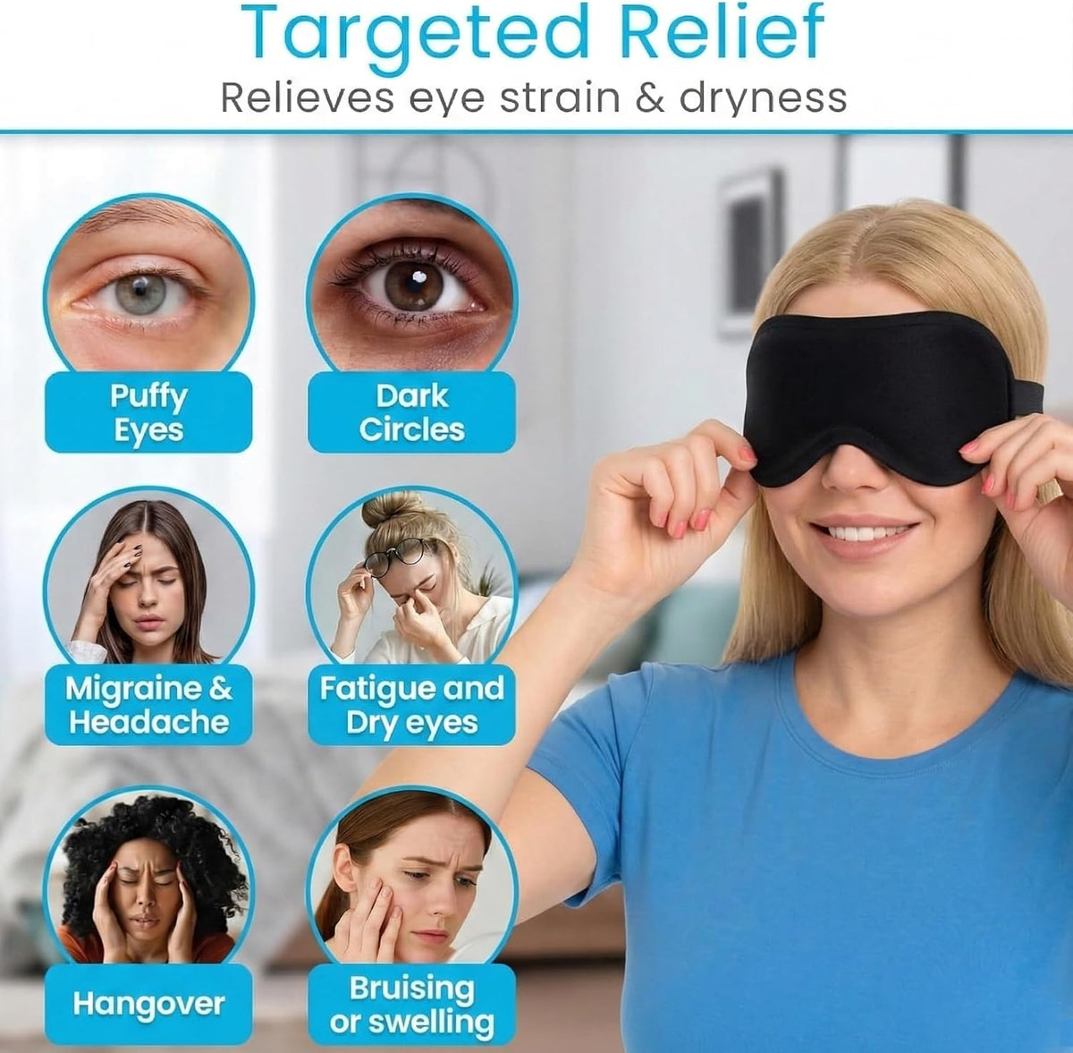 Arctic Flex Cooling Eye Mask - Gel Cold Compress for Migraine, Puffy Eyes
