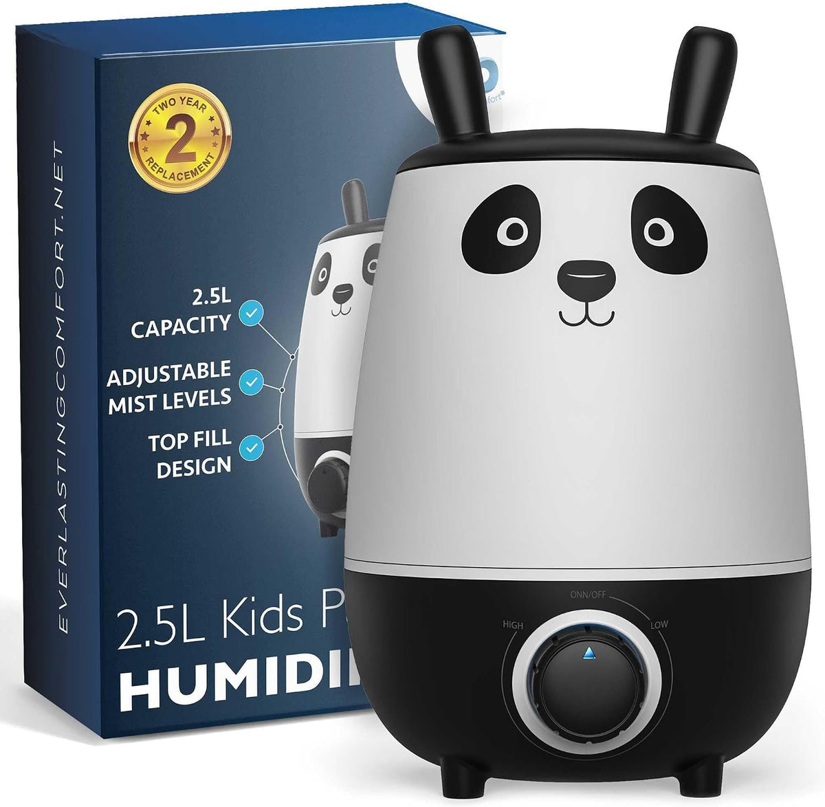 Everlasting Comfort 2.5L Kids Humidifiers for Bedroom - Easy to Clean 24HR Runtime No-Filter Quiet Kids & Baby Humidifier for Nursery, Home, Plants, Allergies, Dry Skin, Congestion, Indoor