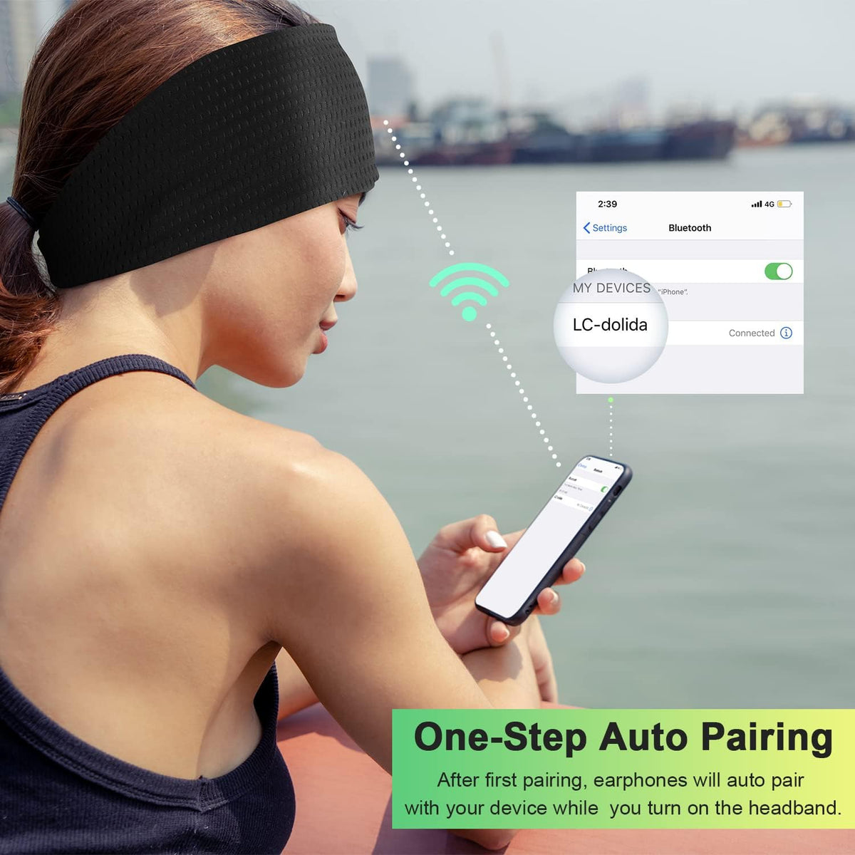 LC-dolida Sleep Headphones Headband Bluetooth 5.4, Sports Headband Earphones Wireless with Speaker Microphone USB C for Women Sleeping Gift Workout Jogging Yoga Insomnia Travel Meditation, Butterfly