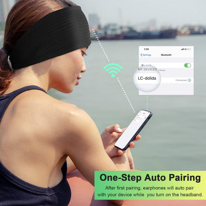 LC-dolida Sleep Headphones Headband Bluetooth 5.4, Sports Headband Earphones Wireless with Speaker Microphone USB C for Women Sleeping Gift Workout Jogging Yoga Insomnia Travel Meditation, Butterfly