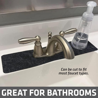 Drymate Faucet Splash Guard Mat for Kitchen & Bathroom Sink, Thin Countertop Drip Protector Drying Pad, Absorbent, Waterproof, Washable (USA Made) (18" W x 4.33" L x 0.13" H With Pre-Cut 2.5" Hole)