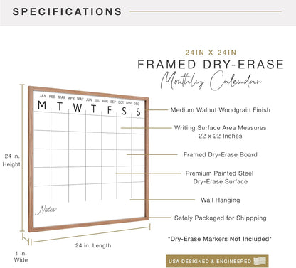 MCS Dry Erase Weekly Meal Planner Black Framed Calander Whiteboard, 11x24 | Dry Erase Weekly Meal Planner Black Framed Calander Whiteboard Frame, 11x24 Inch