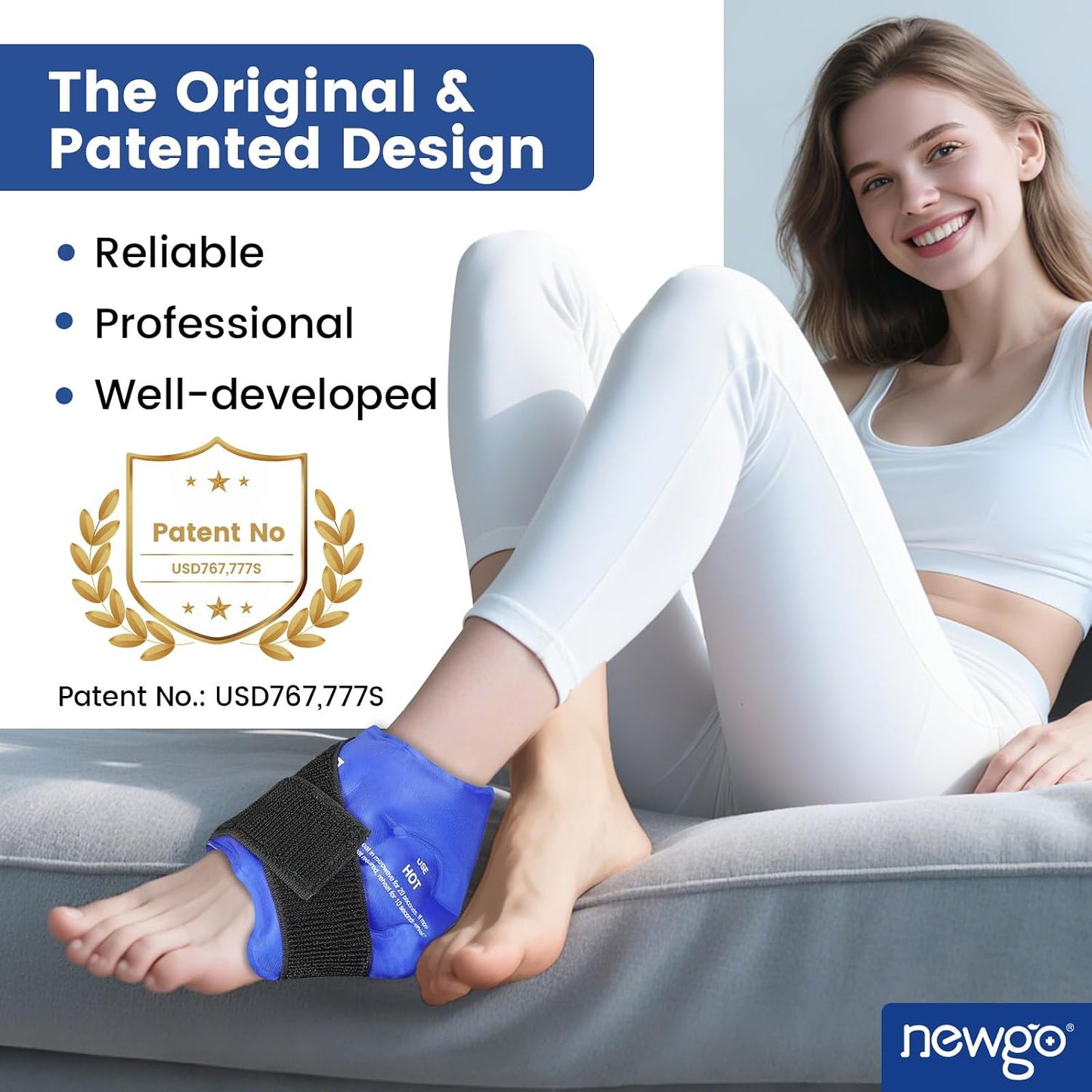 NEWGO Ankle Ice Wrap – Reusable Cold Pack for Swelling & Post-Surgery | Reusable Gel Ice Wrap for Ankle, Cold Therapy for Sprains, Swelling, and Post-surgery Recovery, Ideal for Ankle Injuries