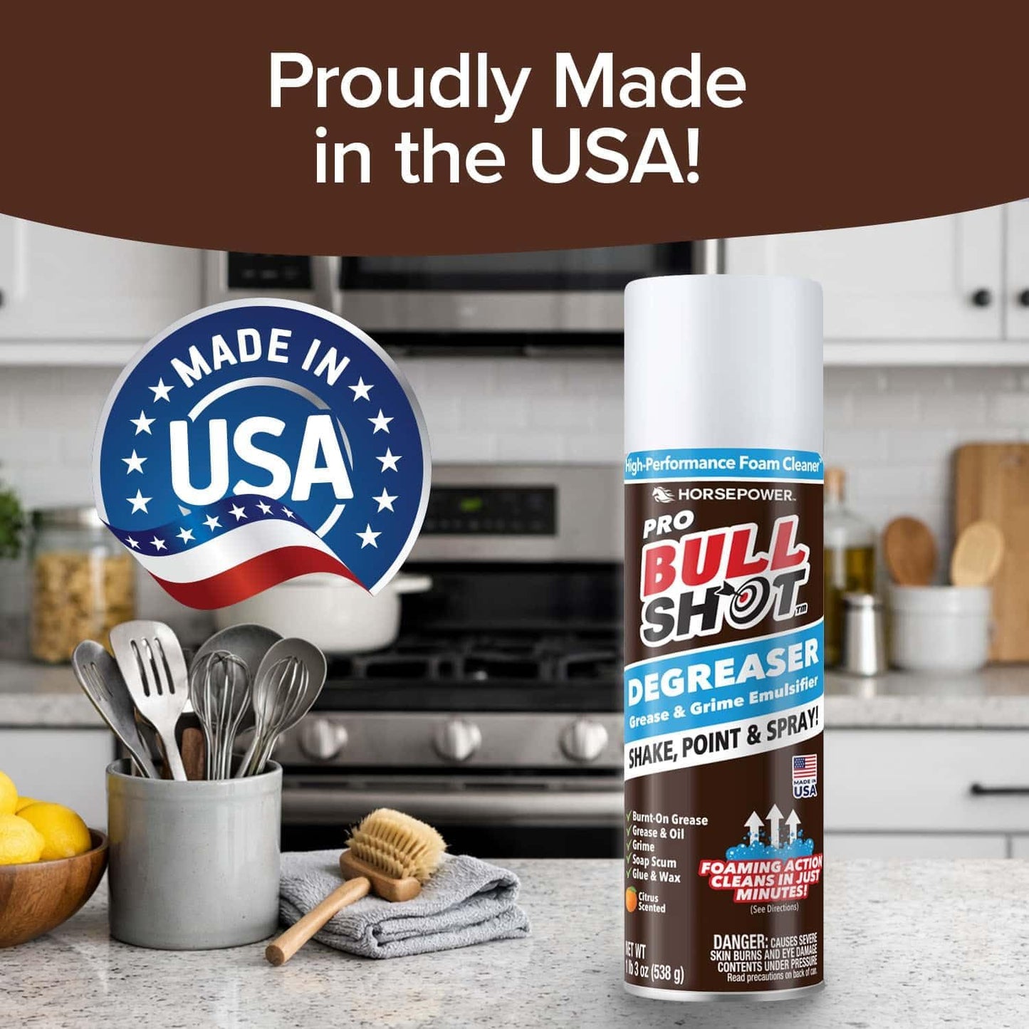 Bull Shot Degreaser Pro, Heavy-Duty Foaming Grime Remover, Residue-Free