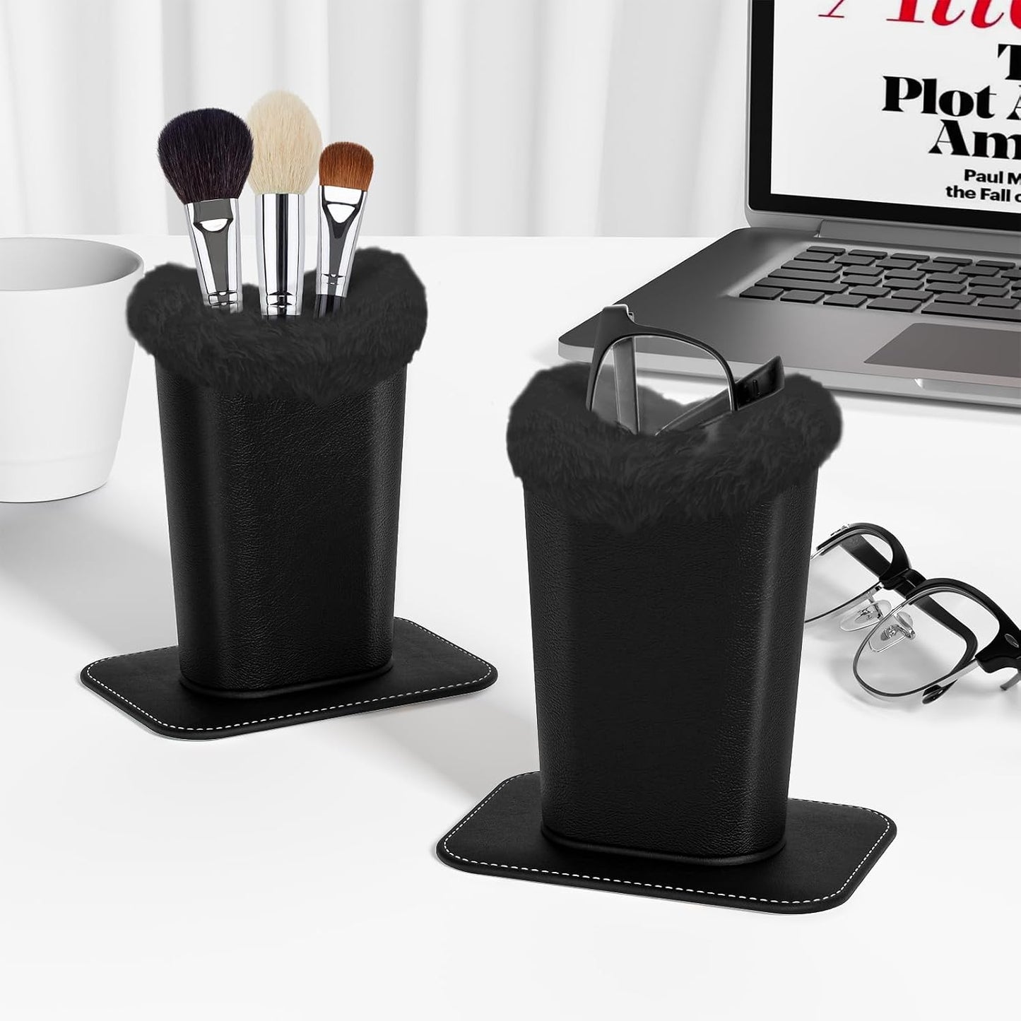 Eyeglasses Holder,Plush Lined PU Leather Pattern Stand Case with Magnetic Base,Unisex for Women Men