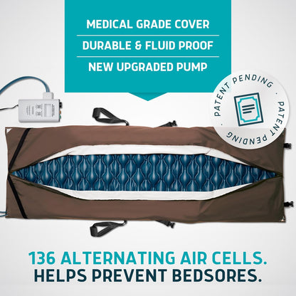 Lunderg Alternating Air Pressure Pad for Recliner Chair with Quiet Pump | Pressure Relief Cushion for Recliner - Bed Sore Prevention - Medical Grade Mattress Pad & Coffee Cover - For Home or Hospital