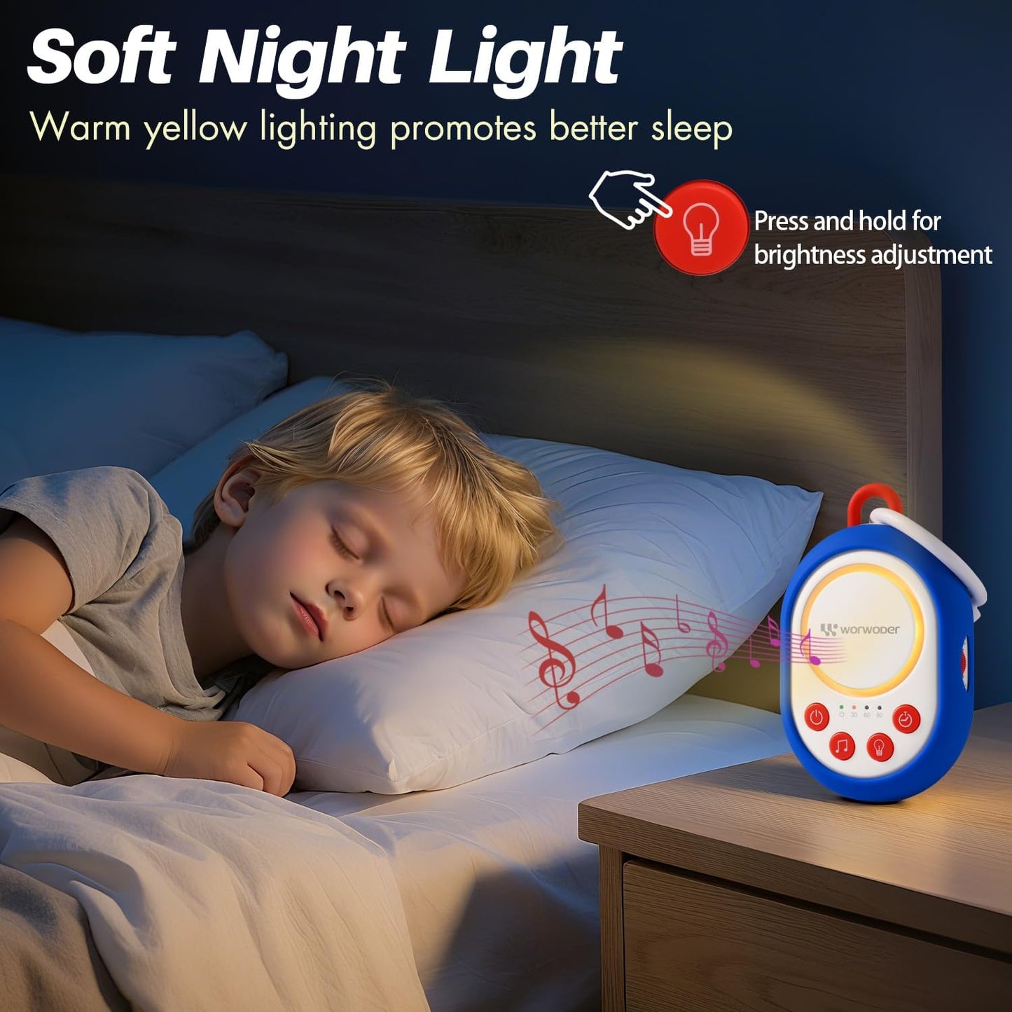 2026 Mom's Choice Awards | White Noise Sound Machine Baby with Night Light, 20 Soothing Sounds, 22 Hours Battery Life, Travel, Registry Gift, Shower, Clips on Baby Stroller (Blue)