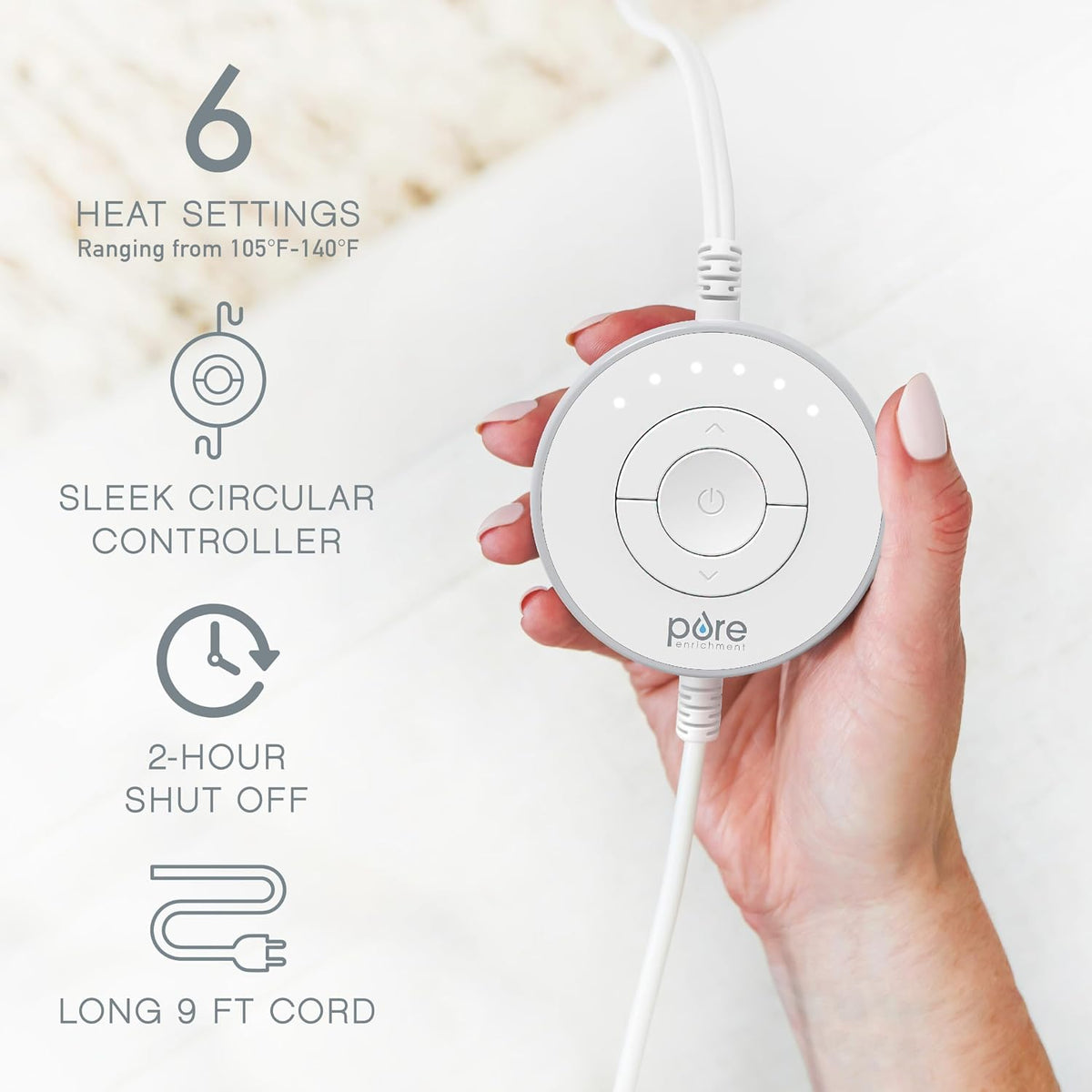 Pure Enrichment PureRadiance Back & Neck Luxury Heating Pad, 6 Settings