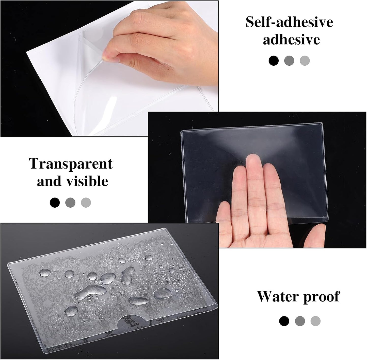 36 Pack 3" x 5" Adhesive Index Card Holders Clear PVC Label Holders | Top-loading label pockets, removable adhesive, clear PVC, for bins, shelves, totes, library and office use