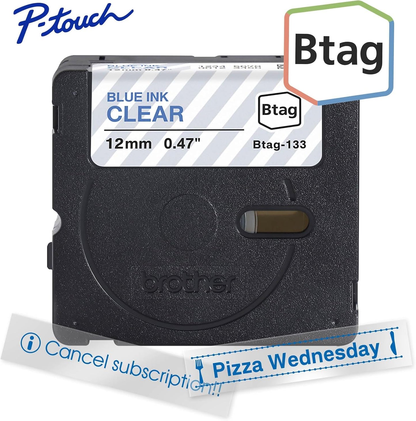 Brother Genuine P-Touch Btag BTAG231 Black on White Label Tape ~1/2in by 13.1ft (12mm x 4m). (Works Only with Brother PT-N10, PT-N20, PT-N25BT Label Makers)