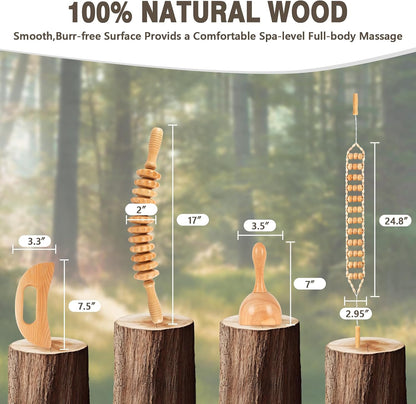 KintKita Wood Therapy Massage Tools, Anti Cellulite Massager Body Scraping Lymphatic Drainage Massager,Trigger Point Wood Therapy Gua Sha Tool for Body Sculpting,Back, Legs, Full Body Use