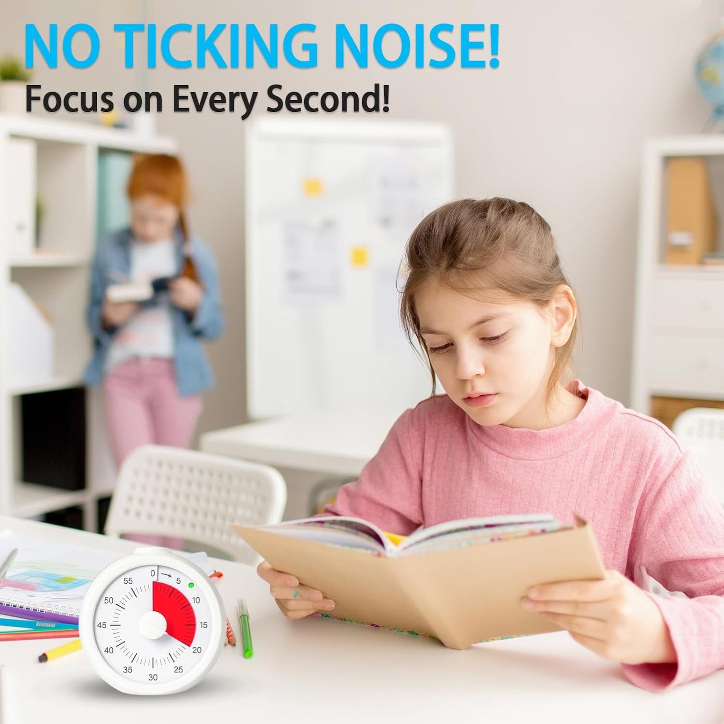 Visual Timer for Kids 60 Minute Countdown Timer Rainbow Disk Desk Timer Clock for Classroom Study Office Kitchen with Silent Operation (Purple)