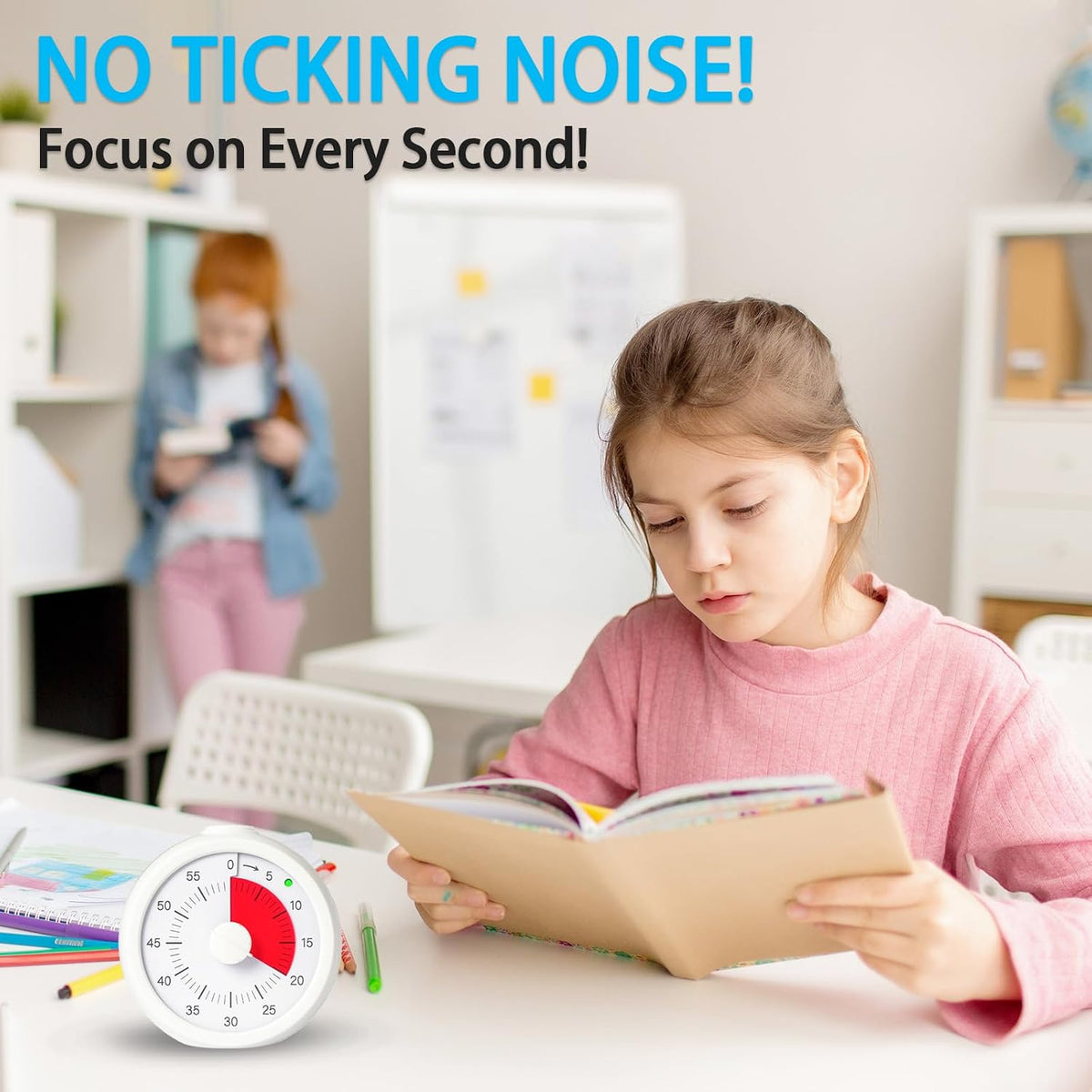 Visual Timer for Kids 60 Minute Countdown Timer Rainbow Disk Desk Timer Clock for Classroom Study Office Kitchen with Silent Operation (Purple)