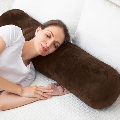 1 MIDDLE ONE Body Pillow for Adults, Bolster Pillow with Removable Velvet Cover, Long Round Cervical Roll Pillow, 35 x 7.87 Inches, Blue