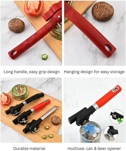 Fan Wu Safe Side-Cut Manual Can Opener, Smooth Edge | No Sharp Lid Risks;Ergonomic Non-Slip Grip;Fits All Standard Cans;Rust-Resistant Stainless Steel;Dishwasher Safe Design