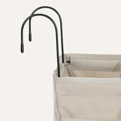 Amazon Basics Bedside Caddy Hanging Storage Organizer for Phone and Bedside Essentials, 4.72 x 14.57 x 7.87 in, Dark Grey Linen