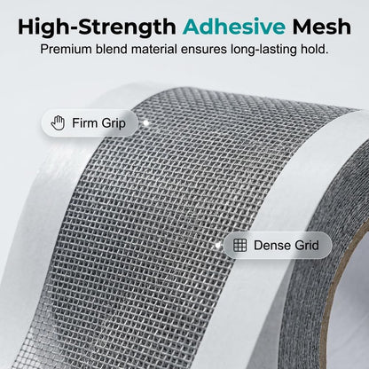 2Pcs Strong Adhesive Fiberglass Screen Repair Tape, Self-Adhesive Mesh Patch for Window Door Mosquito Net, Tent RV Patio Pool Netting, Weather Resistant Long Lasting DIY Repair（3 in*16 FT