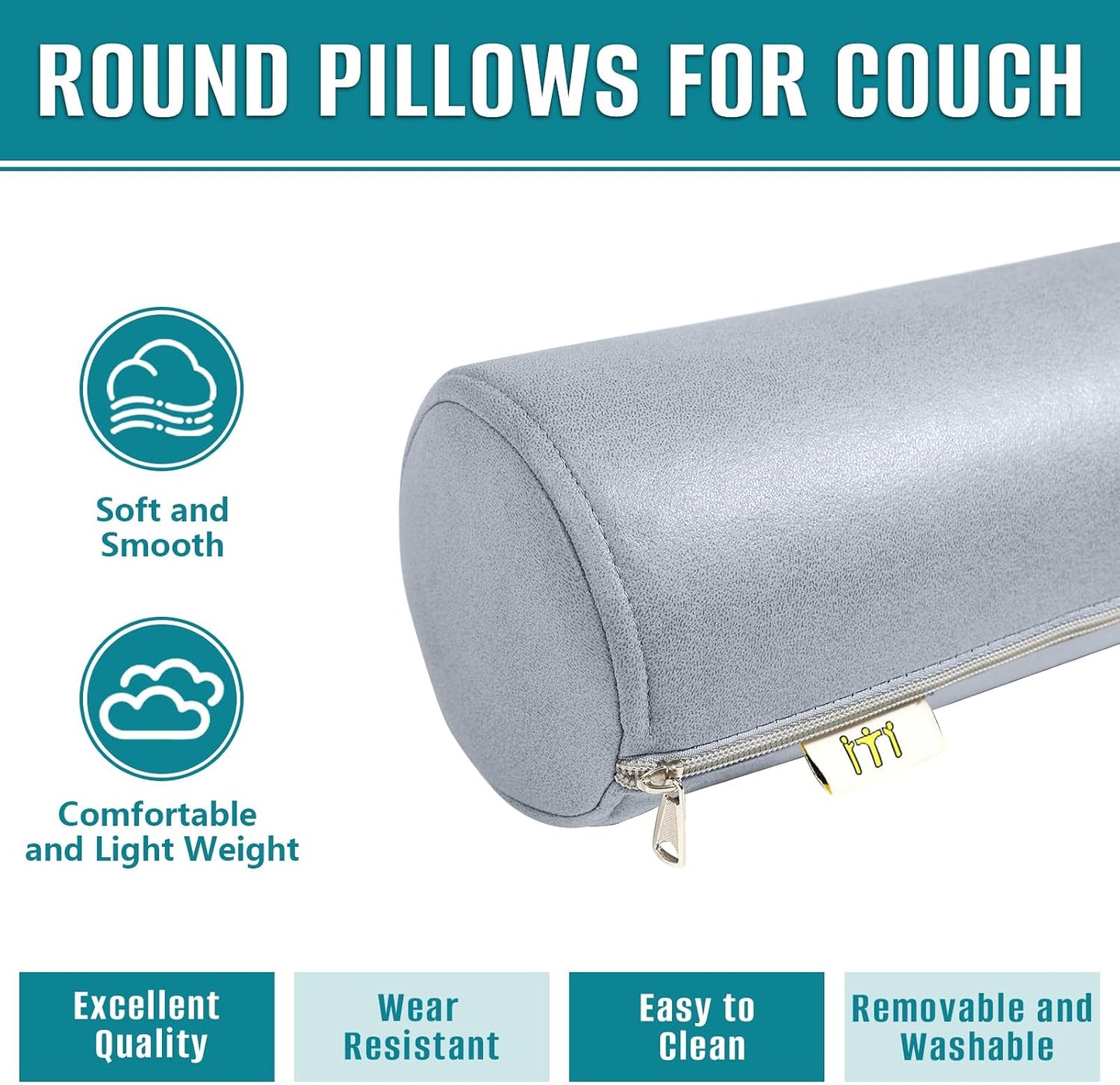 2 Pack Neck Roll Pillow, High-Density Foam Cylinder Bolster Pillow for Neck, Back & Lumbar Support, Ergonomic Round Pillow for Side Sleepers, Sleeping, Removable Washable Cover (7.9''x23.6'' Orange)