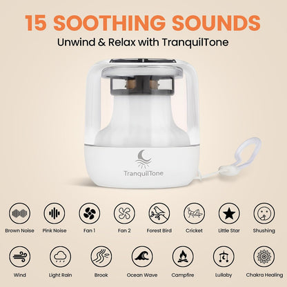 Mini White Noise Machine for Baby, Kids & Adults – 15 Calming Sounds, Soft Night Light, USB-C Rechargeable, Timer – Portable Travel Sound Machine