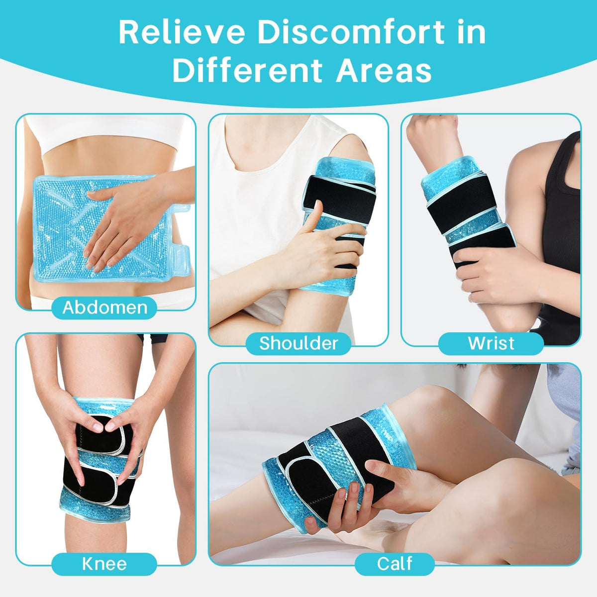 Ice Pack for Knee Pain Relief 2 Pack Reusable Gel Ice Wrap for Leg Injuries Swelling Knee Replacement Post-Surgery Recovery Adjustable Cold Therapy Wrap for Arthritis Meniscus Tear and ACL (Blue)
