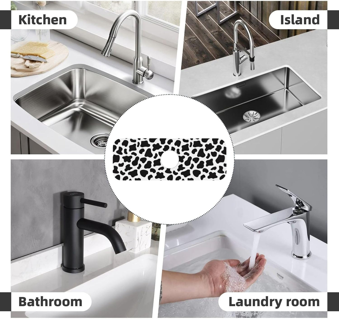 Abstract Flower Blooming Floral Watercolor Kitchen Sink Splash Guard Faucet Mat Super Absorbent Fast Drying Mat Sink Gadgets-Fast Drying Pad Sink Mat For Kitchen Bathroom (15" X 5.5" )