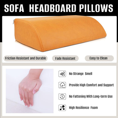 2PCS Sofa Couch Back Cushions, Backrest Support Pillow for Elderly,Extra Large Thick Lumbar Support Pillow for Home (6x24x13.2 in, Linen, Medium Grey)