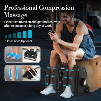 Shiatsu Foot Calf Massager with Heat & Remote, FSA Eligible HSA | 6-Level Compression, 3 Modes Kneading for Neuropathy Plantar Fasciitis, 360° Adjustable Bar for Feet Ankles Calves, Size 14