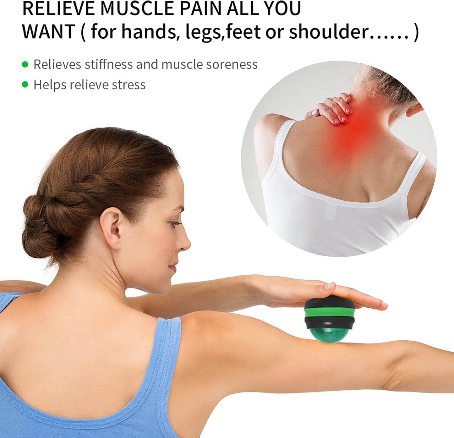 Coolrunner Massage Ball, Manual Roller Massager, Handheld Self Massage Therapy and Relax Full Body Tools for Sore Muscles, Shoulders, Neck, Arms, Legs, Back, Foot, Body (Blue) | Therapy and Relax Full Body Tools for Sore Muscles, Shoulders, Neck, Arms,