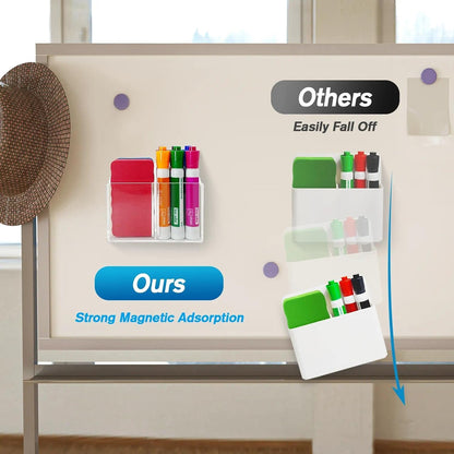 Magnetic Dry Erase Marker Holder - Multi-Surface Pen & Marker Holder for Fridge, Whiteboard, Locker - School, Office, Home - 1 Pack, Black